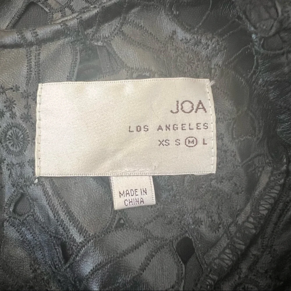 J.O.A. Black Faux Leather Floral Laser Cut Dress B6/32 - Picture 8 of 12